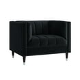 thumbnail image 4 of Liv Black/Chrome Velvet Club Chair - Line Stitch Tufted, Chrome Nailhead Trim and Tapered Chrome Legs Tip, Square Arm, 4 of 10