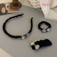thumbnail image 1 of QJUHUNG Elegant 3-Piece Hair Accessory Set - Synthetic Fabric Headbands with Rhinestone Accents  Solid Color  Minimalist Design  No Feather  for Daily Wear, 1 of 5