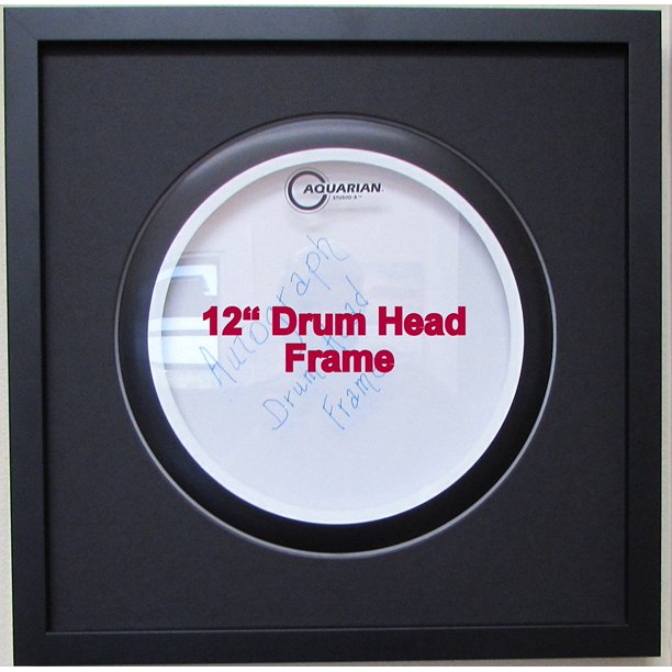 12" Drum Head Display Frame Set Black frame with matting Easy Mount