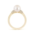 thumbnail image 2 of ANGARA Freshwater Cultured Pearl & Pave-Set Diamond Ring in 14K Yellow Gold for Women | June Birthstone, Birthday, Anniversary, Jewelry Gift for Women | Pearl Ring, 2 of 8