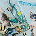thumbnail image 5 of Funny Cat Shower Curtain Set Teal Blue Sea Ocean Shower Curtains with Animal Octopus Starfish Turtle Anchor Fish Nautical Bathroom Curtain Ocean Cute Shower Curtains for Bathroom Decor (Blue, 60X70), 5 of 5