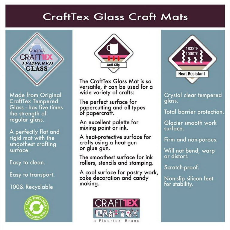  Toughened Glass Cutting Mat (13” x 19”) - Easy Clean Smooth  Surface For Gluing & Inking - Multi-functional Crafting Capabilities -  Includes Popular Card Sizes for Easy Measures by Crafter's Companion