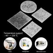 Eotvia 4pcs/set Gear Shape 3D Chocolate Cake Fondant Silicone Mold DIY Resin Jewelry Pendant Decortion, Gear Silicone Mould, Gear Chocolate Silicone Mold