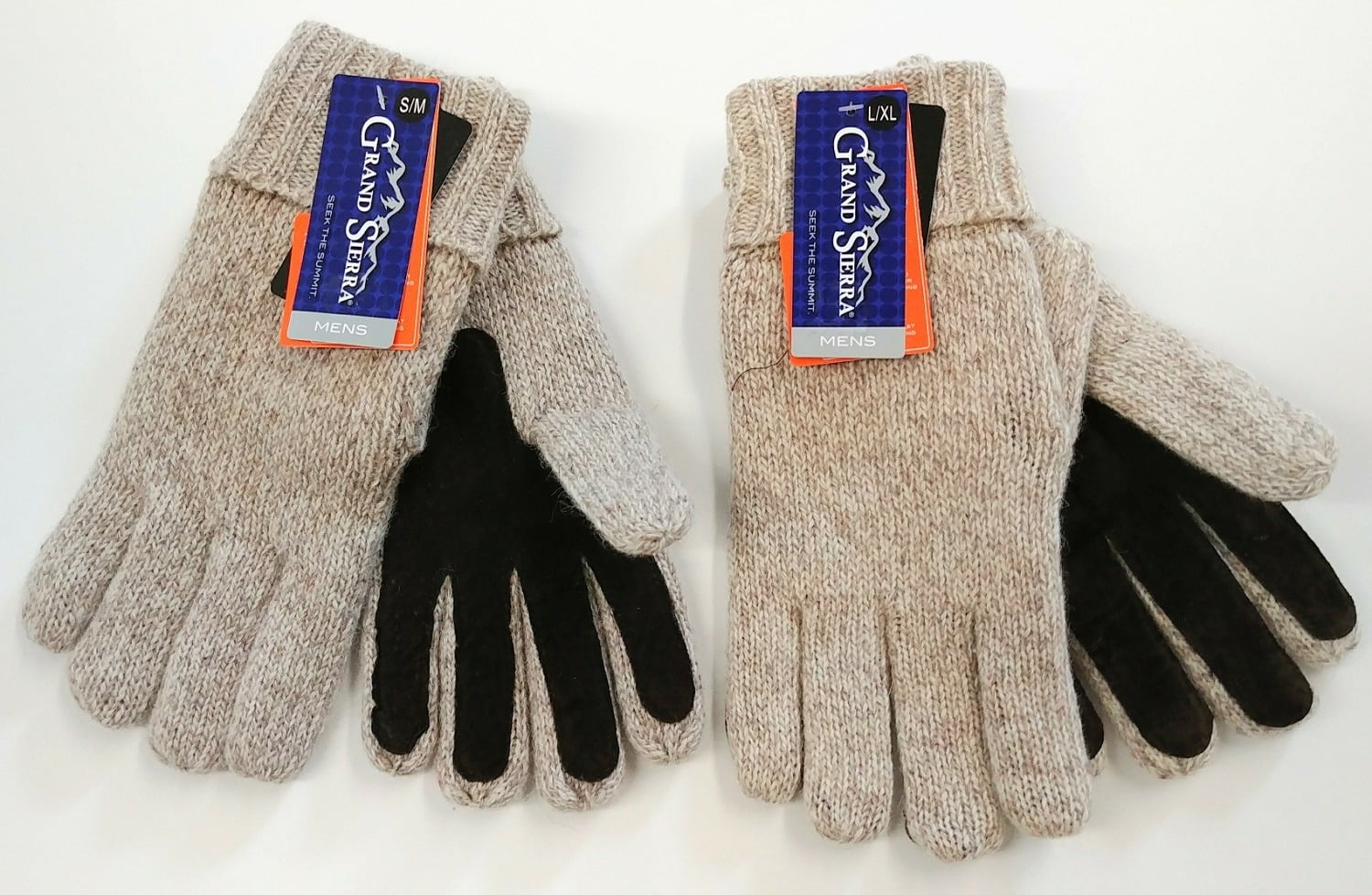 Brown Suede Palm Grand Sierra Men's Ragg Wool Insulated Winter Weather Gloves 