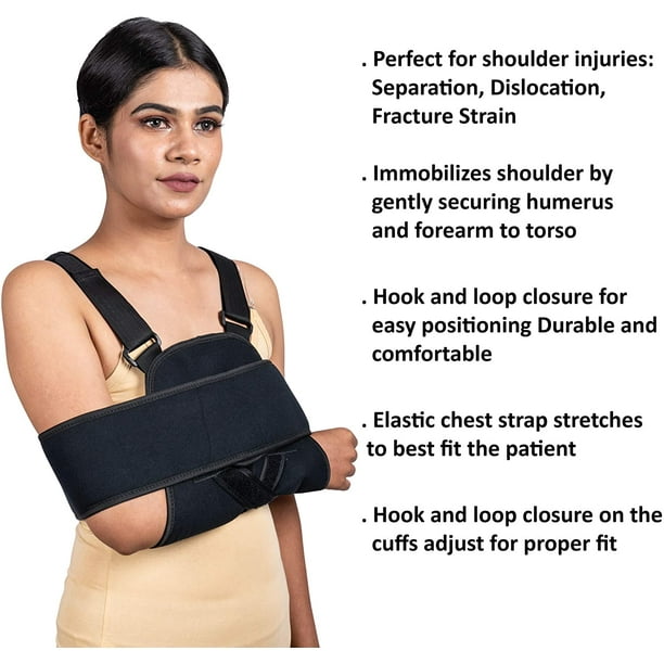 Arm Sling Shoulder Brace - Best Fully Adjustable Rotator Cuff and Elbow  Support - Includes Immobilizer Band for Quick Recovery - for Men and Women  