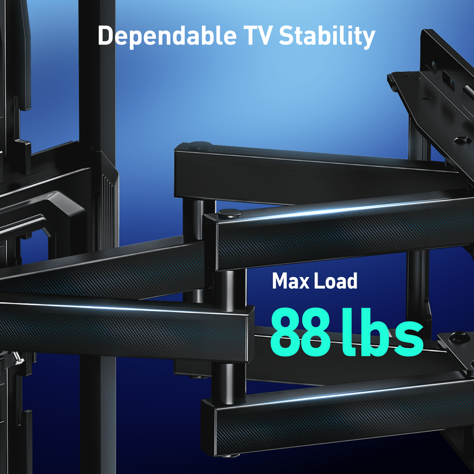 PERLESMITH Full Motion TV Wall Mount for 32-65″ TVs up to 88lbs. Features RGB/LED Lights, Swivel, Tilt, Leveling, Extension, VESA Compatible 100x100-400x400mm, Fits 12&16 On Center Wood Stud Widths
