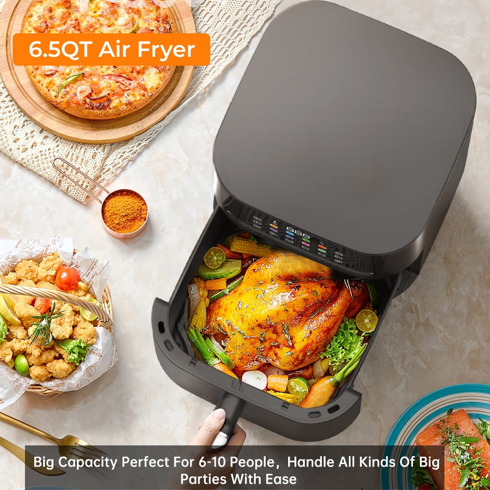 Air Fryer, ZUSBYI 6.5QT Air Fryer Oven With Smart Coloful Screen, 10 in 1 Customizable Functions, 1-Touch Digital Display Large Air fryer, Shake Reminder, Up to 450°F, Nonstick Dishwasher-Safe Basket