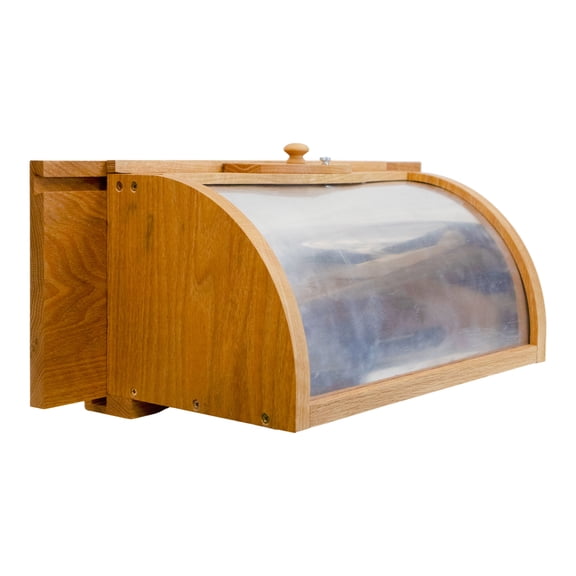 Bread Box Window Bird Feeder with 2-Way Mirror | Fits Double-Hung Windows 24-36" Wide | Easy Fill & Clean from Indoors | Handcrafted Mahogany | Large Viewing Area | 24"W x 9.5"H x 9.5"D