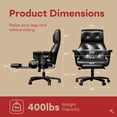 thumbnail image 5 of Big and Tall Executive Office Chair with Wheels – 400LBS Heavy Duty, Reclining with Adjustable Footrest, Vintage Button Tufted Leather Style in Black, 5 of 9
