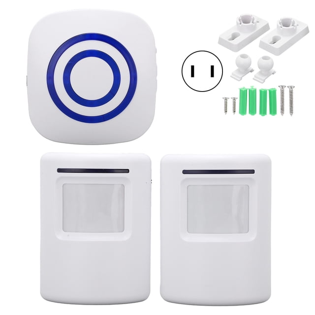 Alarma de timbre inalámbrico, Detector de Sensor de movimiento, alerta con 2 sensores y 1 receptor, 38 melodías para tienda de oficina en casa, enchufe de EE. UU.