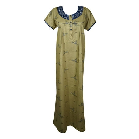 

Maxi Dress Caftan Yellow Blue Floral Nightgown Maternity L