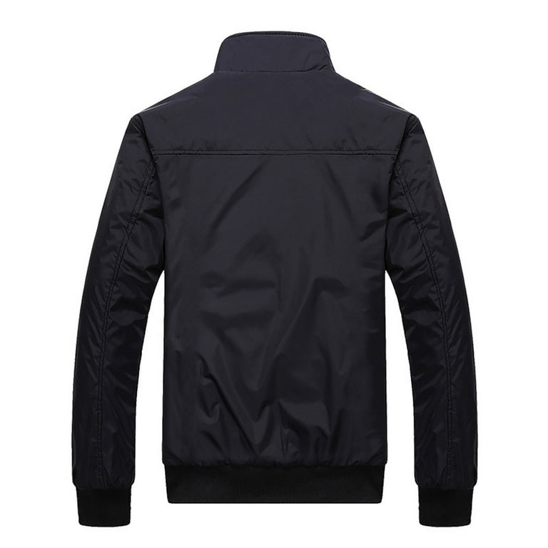 Jacket Men Mens Winter Coats Men s Leisure Trendy Pure Color Patchwork Jacket Zipper Outwear Coat Motorcycle Jacket on Sales Black M Walmart