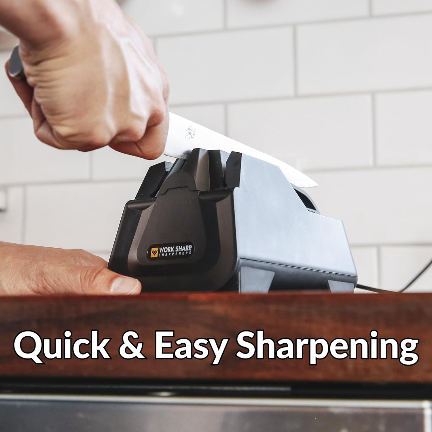 Electric Kitchen Knife Sharpener -  Knives Ready for Cookouts and BBQs - Fits in Kitchen Drawer, Sharpens Every , Fast & Easy