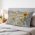 thumbnail image 6 of Pillow Covers 20x20 Set of 2, Sunflowers Square Throw Pillow Covers for Couch/Sofa/Living Room, Spring Summer Bees Floral Black Plaid Decorative Soft Pillowcases for Couch Throw Pillows, 6 of 9