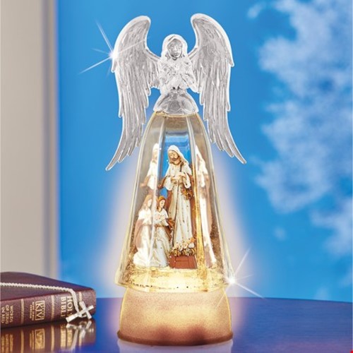 Lighted Angel with Nativity Scene Tabletop Statue