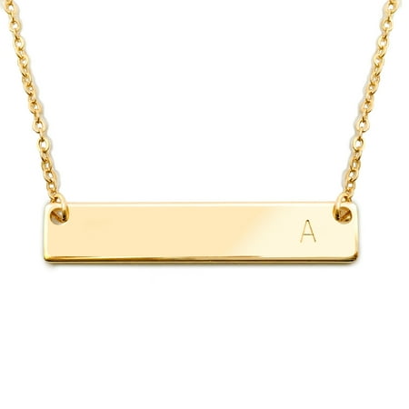 Long Bar Necklace - 18K Gold Plated Initial Bar Necklace Mothers day Gift Graduation gift 17.5 inch Personalized Bar Necklace Initial A