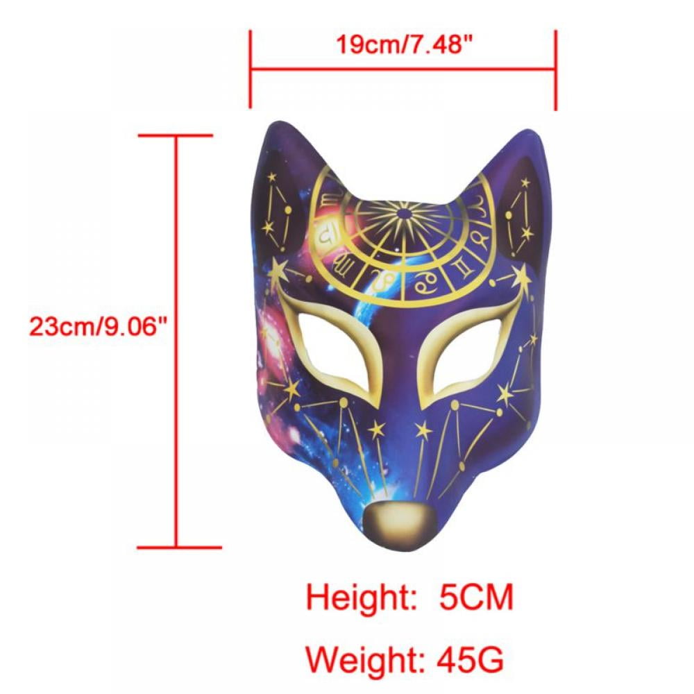 LUOZZY 2Pcs Kitsune Fox Mask for Halloween Kabuki Half Masks Costume Mask  Props (Pink)