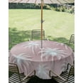 thumbnail image 2 of Outdoor Tablecloth with Umbrella Hole Zipper Coastal Tropical Tree Round Tablecloth 54" Waterproof Outside Table Cloth Palm Trees Summer Botanical Pink Patio Table Cover Tablecloths for Picnic Party, 2 of 8