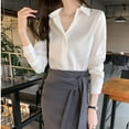 thumbnail image 6 of Lenpel Women's Dressy Casual Blouses Long Sleeve V Neck Solid Color Business Work Tops Trendy Spring Fall Outfits, 6 of 6