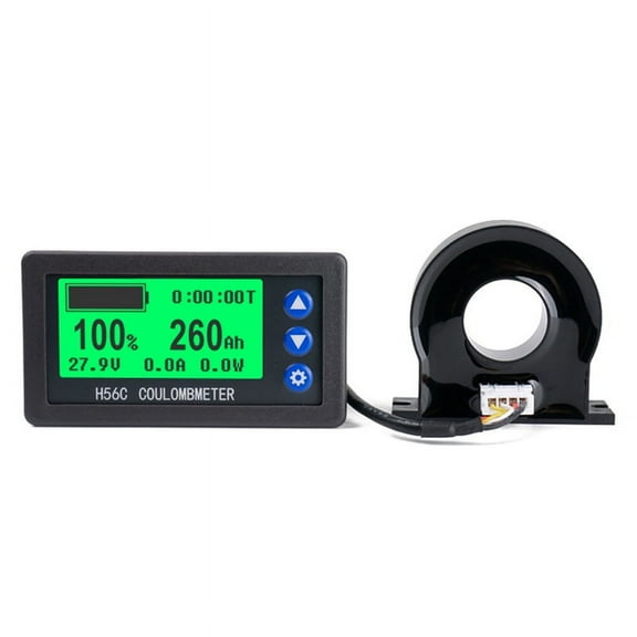 Battery Monitor Hall Coulomb Meter DC 8-100V 400A Lifepo4 Lead-Acid Li-Ion Lithium Capacity Power Display,1 x Hall Coulomb Meter,Black