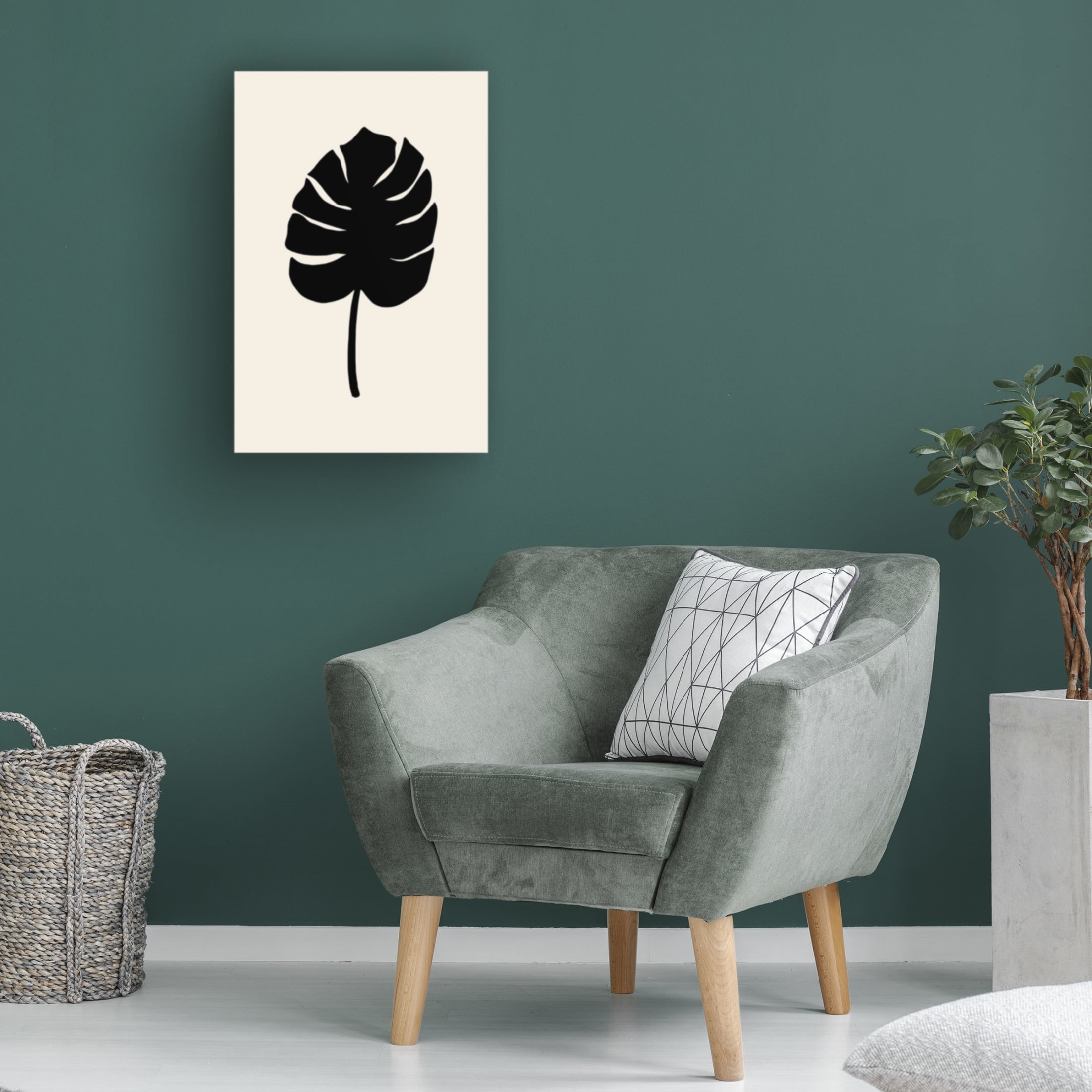 Canvas Wall Art - Pictufy Studio 'Monstera Leaf Black' Wall Art for Living Room, Bedroom, or Office Décor by Trademark Fine Art - 12 x 19 Inches