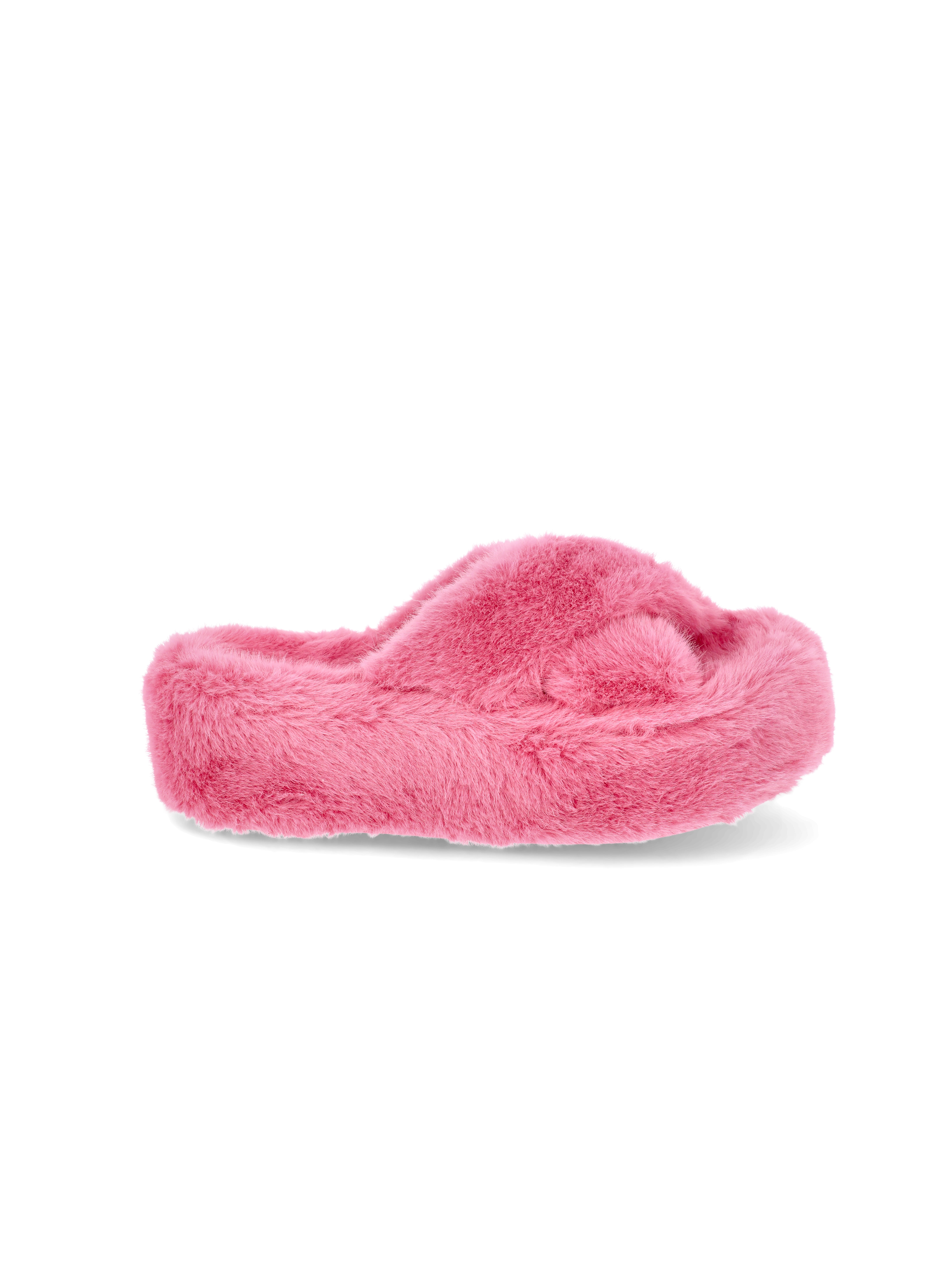 No Boundaries Women's Faux Fur Platform X-Band Slippers