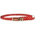 thumbnail image 2 of GILIGEGE Women Casual Knotted Braided Belt Fringe Waist Cord Belt Back Bohemian Style Waist Belt Women Pu Leather Narrow Thin Buckle Strap Waist Belt All Waistband Red One Size, 2 of 3