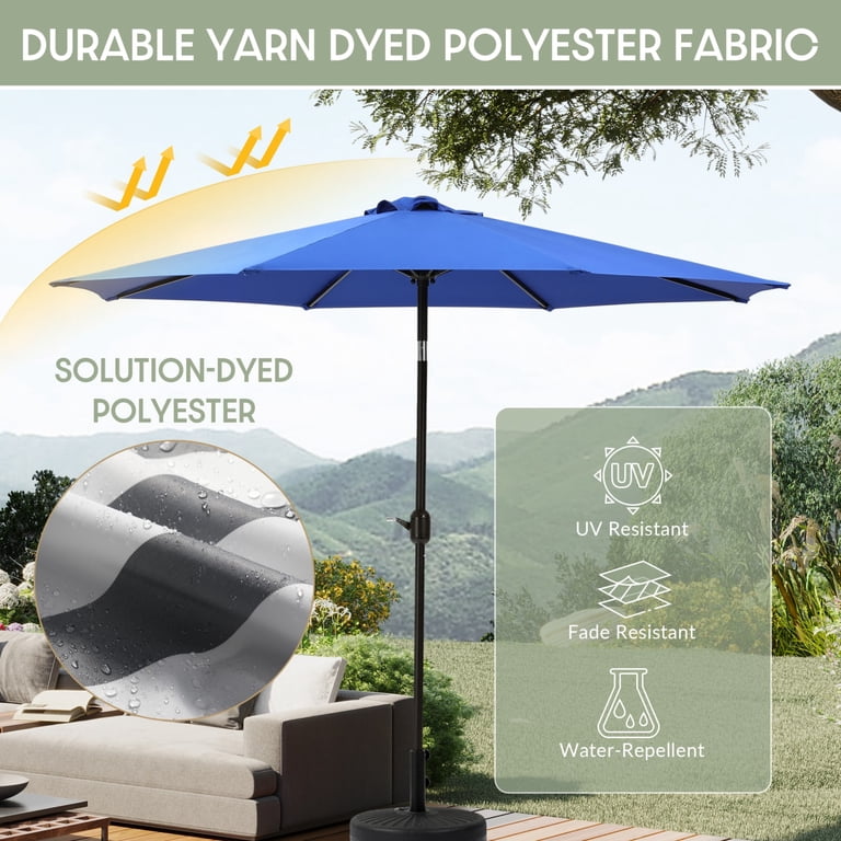 easy open patio umbrella Outsunny Umbrella: UV Protection, Wind-Resistant, Tilt 32 Solar LED Lights32 LED Lights with 8 steel ribs and 4 LED lights on each rib 9' Easy Open Grey Outdoor