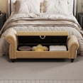 thumbnail image 2 of Upholstered Bench with Storage And Seating, 64.5" Luxury Farmhouse End Of Bed Bench, Storage Ottoman Bench For Home Office Living Room Bedroom Entryway, 2 of 9