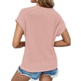 thumbnail image 4 of UVN Blouses for Women Summer Short Sleeve Crewneck Dressy Shirts Casual Waffle Knit Hollow Out Tunic Tops, 4 of 9