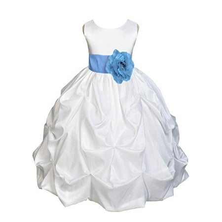 Ekidsbridal White Satin Taffeta Pick-Up Bubble Flower Girl Dress Birthday Girl Dress Princess Dresses Ballroom Gown Special Occasion Dresses Easter Summer Dresses Pageant Gown Daily Dresses