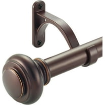 72-144 Inches Curtain Rods for Window, 1 Inch Diameter Drapery Rod with Resin Finials, Ideal Adjustable Heavy Duty Single Curtains Rod for Bedroom, Living Room Decoration, Matte Brown