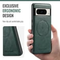 thumbnail image 5 of Magnetic Phone Case for Google Pixel 9 / 9 Pro, Classic Business Shockproof Protective Compatible with MagSafe Charging PU Leather Back Case for Men Women for Google Pixel 9 / 9 Pro - Green, 5 of 7