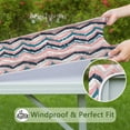 thumbnail image 6 of Colorful Geometric Striped Pattern Square Fitted Tablecloth with Elastic Edge,Square Table Cover,Washable Elastic Table Cover for Home Kitchen Party Decor 34"x34", 6 of 6
