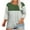 Green, variant on Jalioing Plus Size Striped Shirts for Women Crew Neck 3/4 Sleeve Loose Pullover Tee XL-5XL Casual Blouses