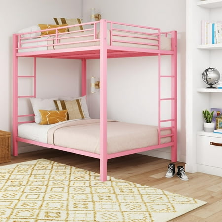 DHP Sidney Full over Full Metal Bunk Bed, Pink
