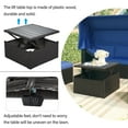 thumbnail image 3 of Outdoor Daybed with Canopy, Patio Sectional Furniture Set with Lifting Table Thick Cushions Pillows, Retractable Canopy Conversation Sofa Set with Side Table, Blue, 3 of 11