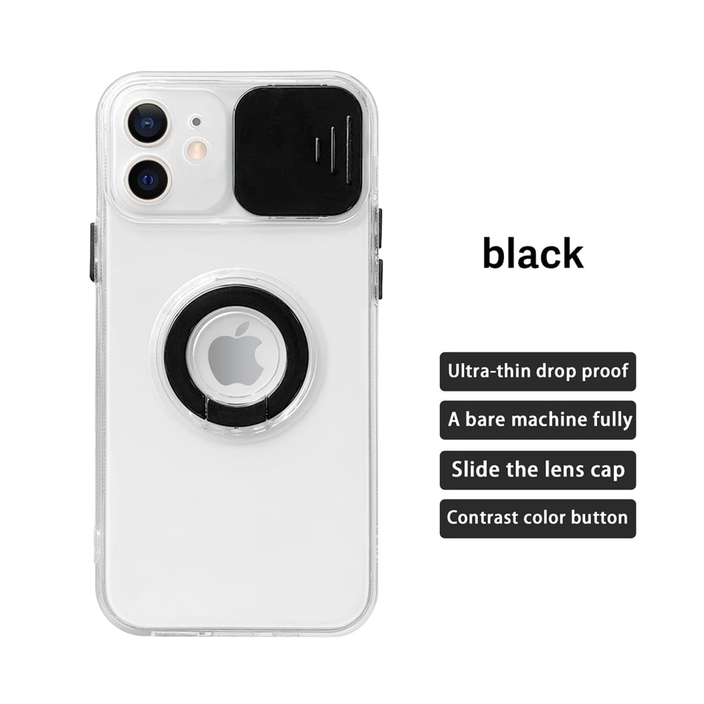 Iphone Xr Case With Ring Kickstand Stand Camera Lens Slide 6 1 Inch Shockproof Scratch Resistant Protective Cute Iphone Case Cover Black Walmart Com