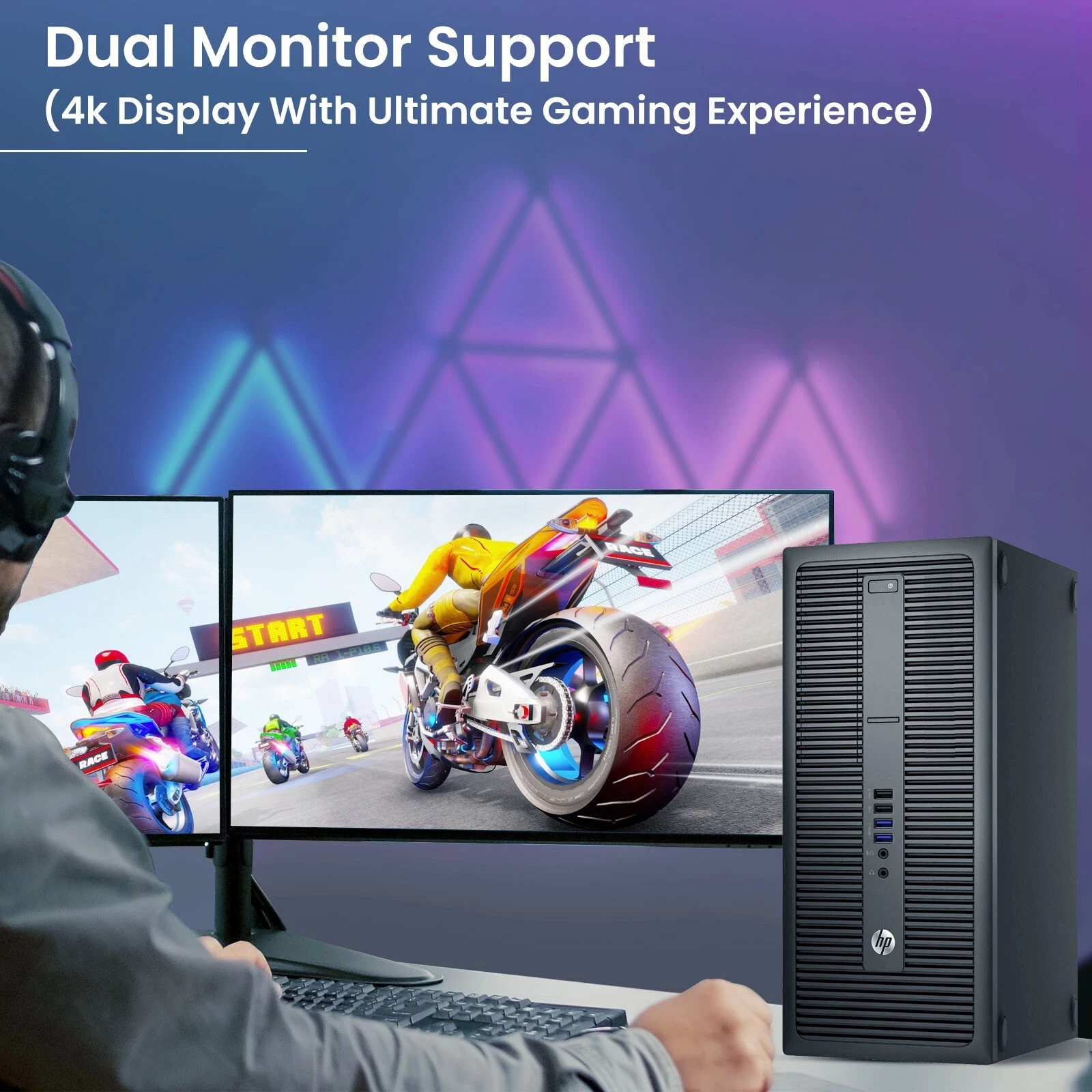Restored HP G2 Desktop Gaming Tower PC, Intel Core i5-6th Gen. 16GB Ram, 256GB SSD + 1TB Hard Drive, NVIDIA GeForce GTX 1660s 6GB, WiFi, RGB Set, Windows 11 Pro (Refurbished)