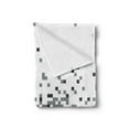 thumbnail image 2 of Geometric Soft Flannel Fleece Throw Blanket, Graphics Pixel with Little Squares Greyscale Modern Computer Pattern, Cozy Plush for Indoor and Outdoor Use, 50" x 60", Grey Dark Grey White, by Ambesonne, 2 of 5