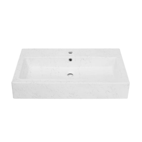 Lausanne Wide Rectangle Vessel Sink in Static Marble