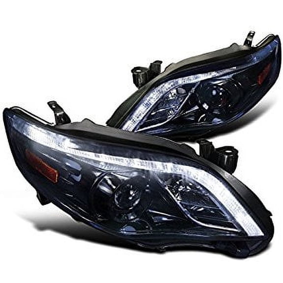Spec-D Tuning 2LHP-COR11G-TM Corolla R8 Style Led Drl Glossy Black Smoke Projector Headlights