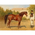 thumbnail image 2 of Wilhelm Richter 18x14 Black Ornate Wood Framed Double Matted Museum Art Print Titled - Racehorse with Hungarian Groom, 2 of 5