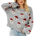 thumbnail image 1 of Kcodviy Chandail Tricoté de Noël pour Femme, Chandails Fair Isle, Mignon Motif de Tête de Père Noël, Chandail Chemise, Chandail à Col Rond, 1 of 8