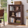 thumbnail image 4 of Buildhom 2pc 43" Tall Farmhouse Bookshelf, 3-Tier Solid Wood Bookcase with Adjustable Shelves for Living Room & Office, Walnut, 4 of 7