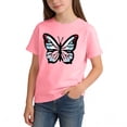 thumbnail image 3 of Favoffer Big Kid Kids T-Shirt Summer Butterfly Print Crewneck Short Sleeve Casual Outerwear Top Soft Comfortable Basic Wear Daily Home Outdoor Vacation Sizes 2-14Y, 3 of 5