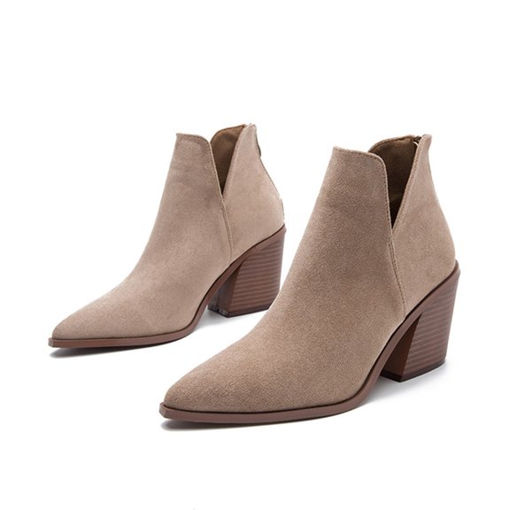 OKBOP Women's High-Heels Ankle Boots-Fashion Non Slip Shoes for Women Christmas Winter Army Boots Mid Calf Warm Womens Boots Clearance