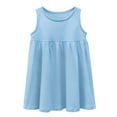 thumbnail image 2 of Toddler Dress Baby Sleeveless Solid Casual A Line Skater School Party Dress Girls' Dresses Light Blue 18-24 Months, 2 of 5