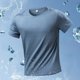 thumbnail image 5 of Tops para hombre, blusas y camisas de manga corta con cuello redondo para hombre, camisetas casuales holgadas deportivas transpirables de seda helada de color liso, camisetas de media manga con cuello, 5 of 9