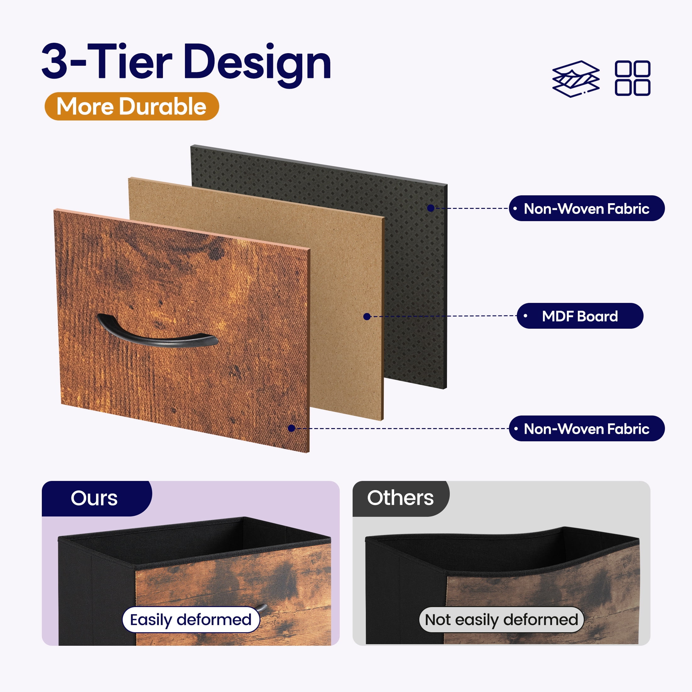 edx 13-Drawer Fabric Dresser, Sturdy Steel Frame Storage Cabinet for Bedroom Closet Clothes, Rust
